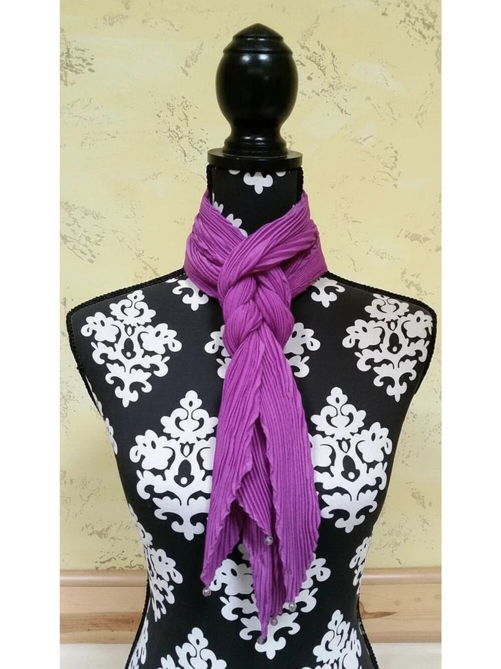 Shibori Pleated Solid Color Silk Scarf – Handmade to Order